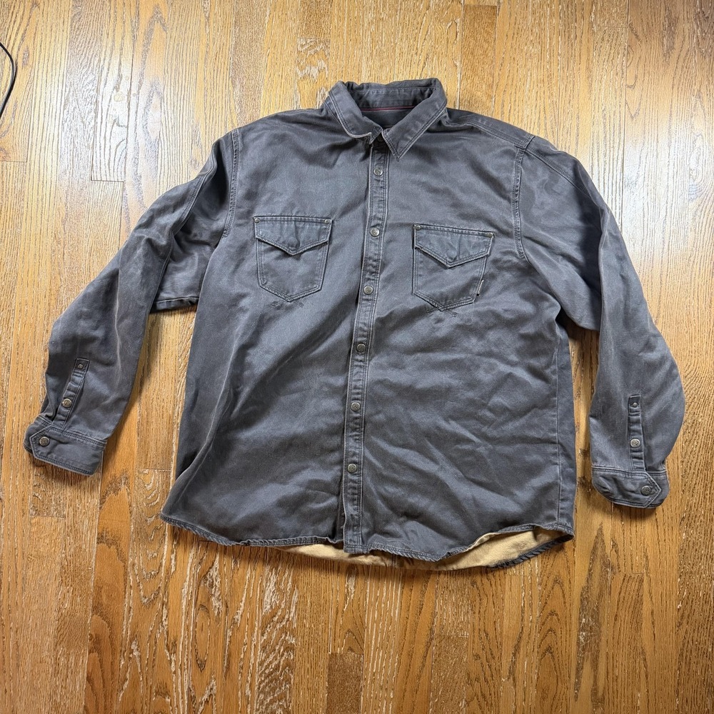 Legendary Whitetails Shirt Mens 2XL Gray Lined Canvas Button Up Heavy Workwear
